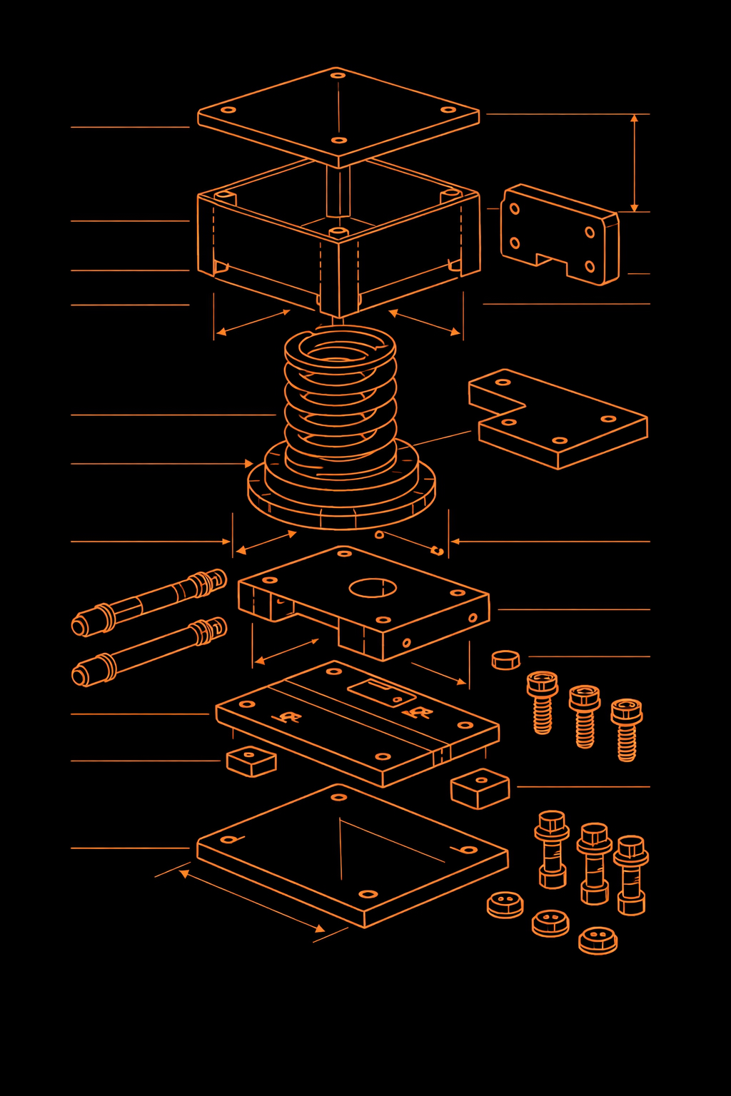 Desenho técnico caixa de mola Gallerani